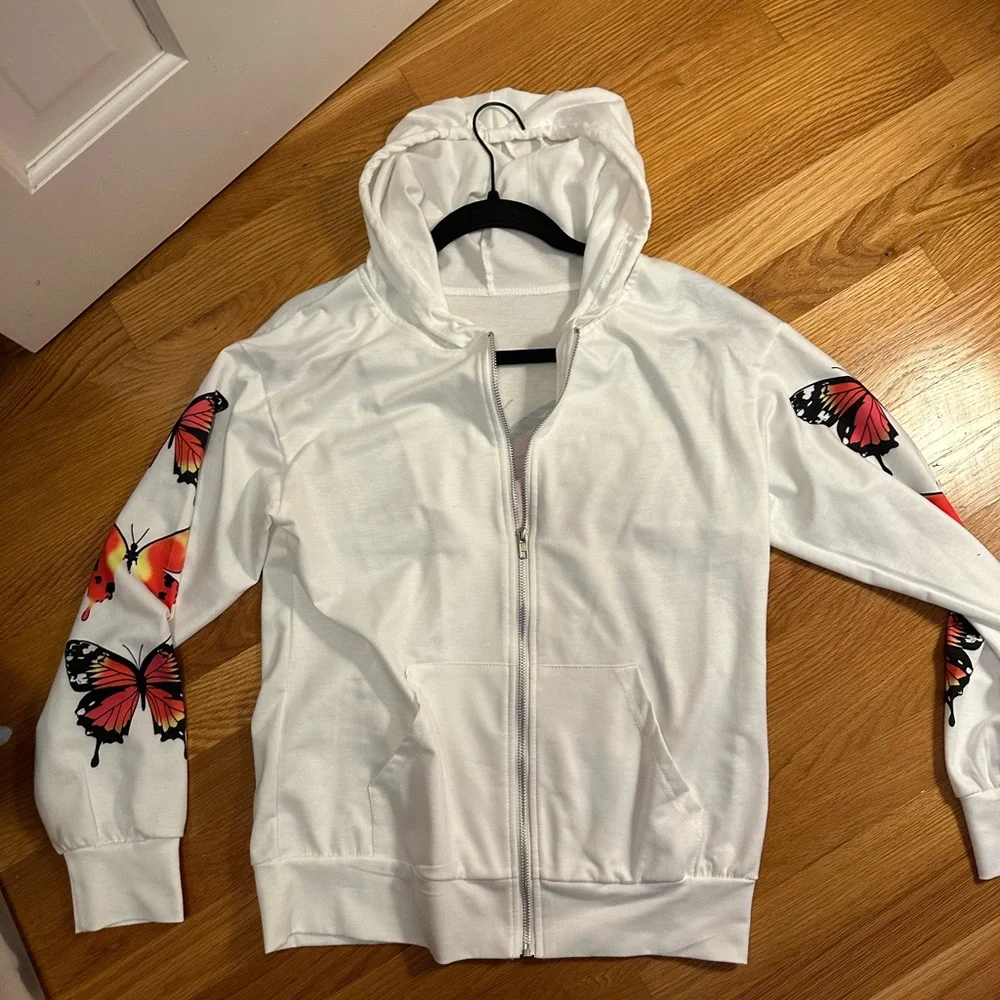 Cotton butterfly hoodie - size large - Picture 1 of 5